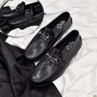 Vecna - Black Wrinkle Free Croco Driving Loafer 258A