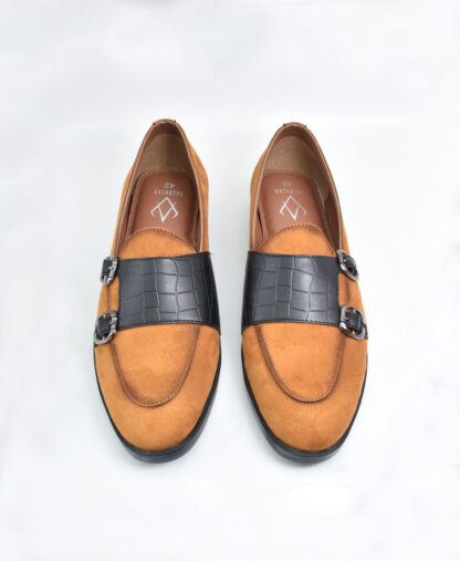 Godric - Tan Double Monk Suede Croco Straps 246C - Image 2