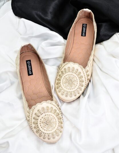 Adore - White Ethnic Ballet Flats W03W - Image 7