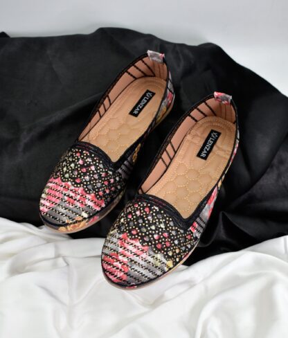 Adore - Black Ethnic Ballet Flats W04A - Image 7