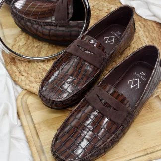 Mocassini - Brown Wrinkle Free Penny Driving Slip on 283B