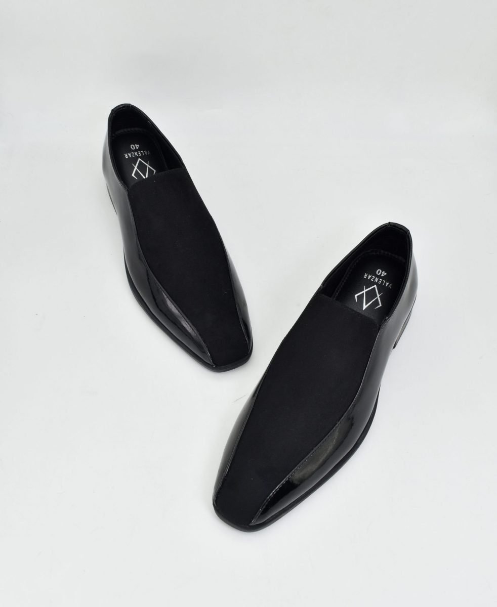 Nòz·ze - Black Suede Patent Square toe Belgian Slip On 274A - Image 9