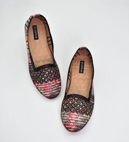 Adore - Black Ethnic Ballet Flats W04A - Image 3