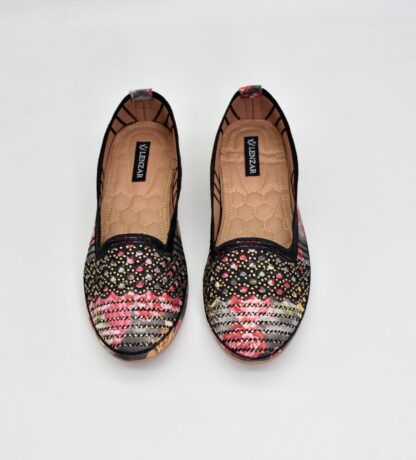 Adore - Black Ethnic Ballet Flats W04A - Image 2