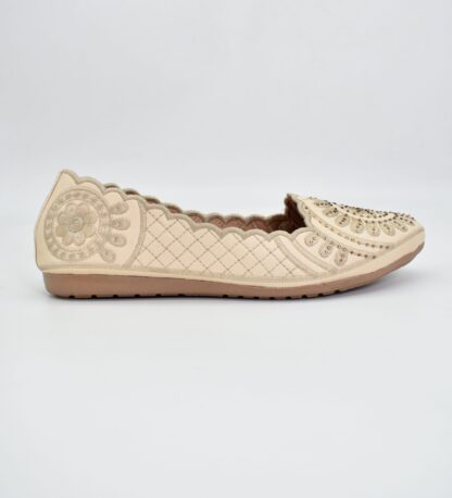 Adore - White Ethnic Ballet Flats W03W - Image 5