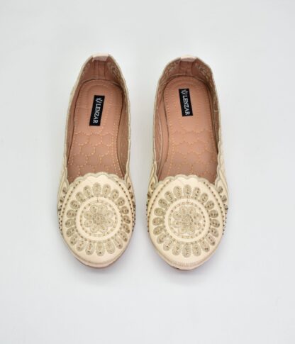 Adore - White Ethnic Ballet Flats W03W - Image 2