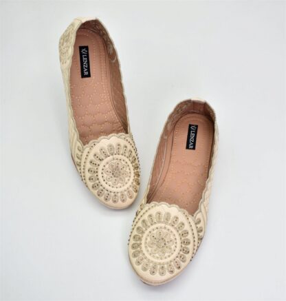 Adore - White Ethnic Ballet Flats W03W - Image 3