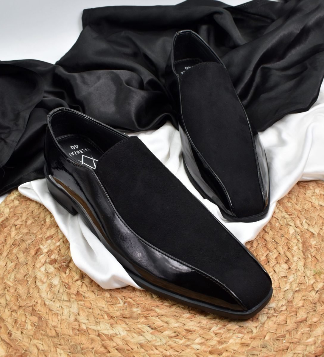 Nòz·ze - Black Suede Patent Square toe Belgian Slip On 274A - Image 10