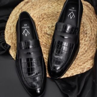 Nòz·ze – Black Wrinkle Free Croco Penny Slip On 301A