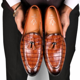 Nòz·ze – Tan Wrinkle Free Croco Tassel Slip On 302C