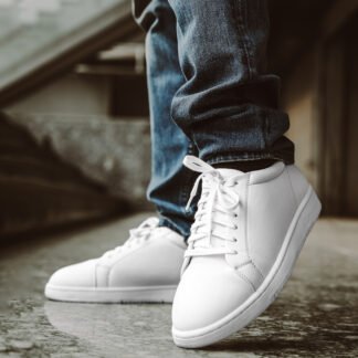 Loki – White Italian Wrinkle Free Lace Up Sneaker 307W