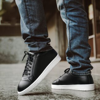 Loki – Black Italian Wrinkle Free Lace Up Sneaker 307A