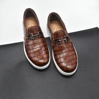 Loki – Cherry Italian Croco Wrinkle Free Horse Bit Sneaker 308R