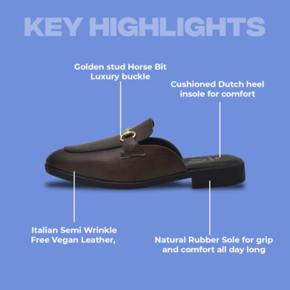 Aurora – Brown Semi Wrinkle Free Horse Bit Mules 314B - Image 2