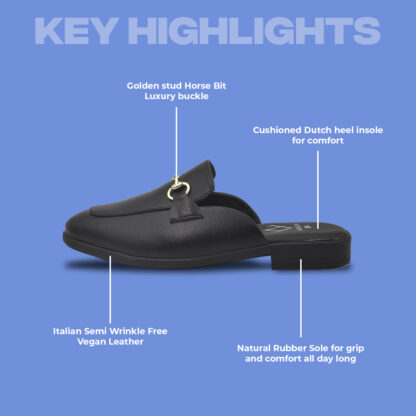 Aurora – Black Semi Wrinkle Free Horse Bit Mules 314A - Image 2
