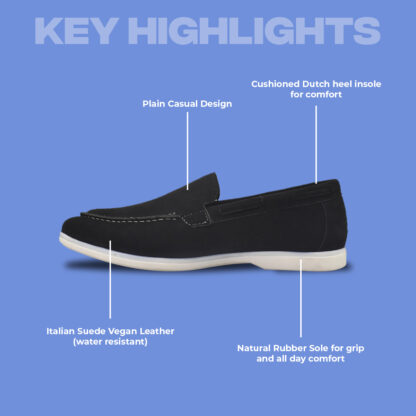 Aurora – Black Italian Vegan Suede Sneaker Slip On 317A - Image 2