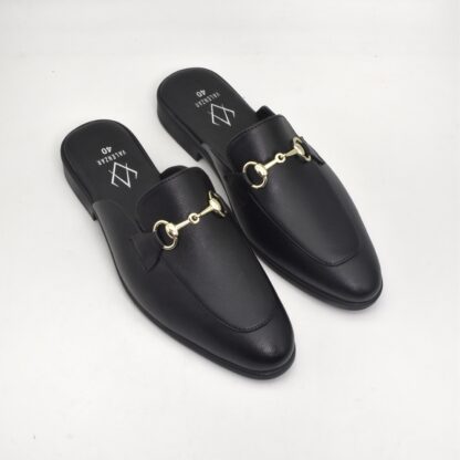 Aurora – Black Semi Wrinkle Free Horse Bit Mules 314A - Image 7