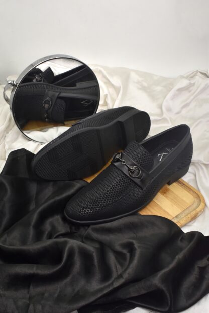 Aurora - Black Wrinkle Free Vegan Snake Foil Slip On 318A - Image 13