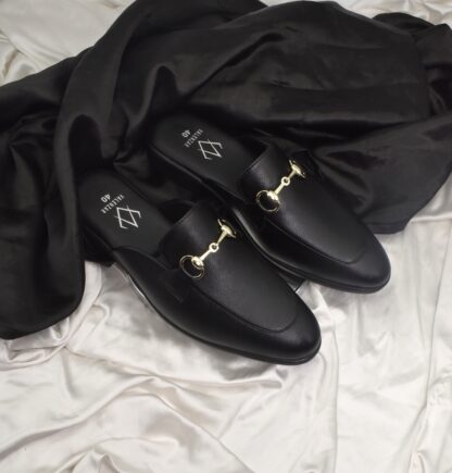Aurora – Black Semi Wrinkle Free Horse Bit Mules 314A - Image 13
