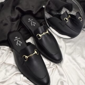 Aurora – Black Semi Wrinkle Free Horse Bit Mules 314A