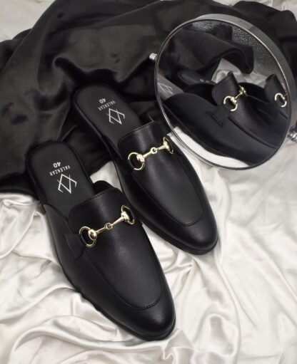Aurora – Black Semi Wrinkle Free Horse Bit Mules 314A