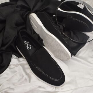 Aurora – Black Italian Vegan Suede Sneaker Slip On 317A