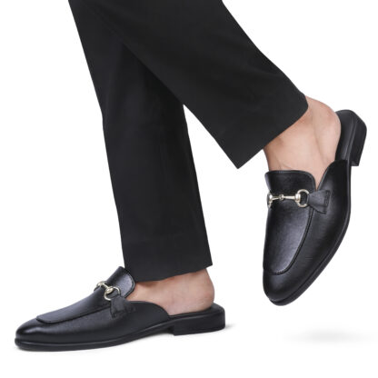 Aurora – Black Semi Wrinkle Free Horse Bit Mules 314A - Image 4