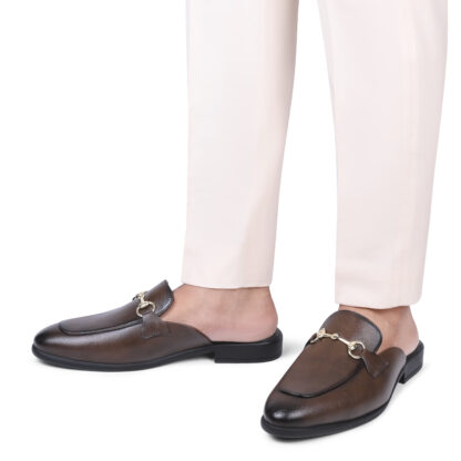 Aurora – Brown Semi Wrinkle Free Horse Bit Mules 314B - Image 3