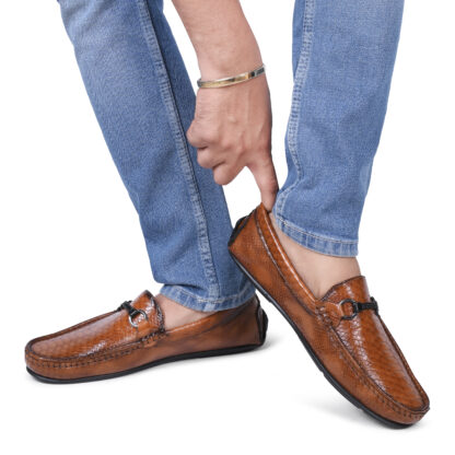 Aurora – Tan Semi Wrinkle Free Driving Fish Croco Slip On 316C - Image 3