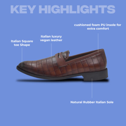 Luxé - Tan Italian Croco Wrinkle Free Penny Slip On 323C - Image 3