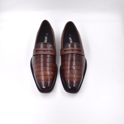 Luxé - Tan Italian Croco Wrinkle Free Penny Slip On 323C - Image 4