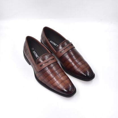 Luxé - Tan Italian Croco Wrinkle Free Penny Slip On 323C - Image 5