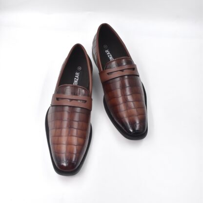 Luxé - Tan Italian Croco Wrinkle Free Penny Slip On 323C - Image 8