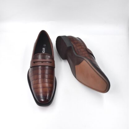 Luxé - Tan Italian Croco Wrinkle Free Penny Slip On 323C - Image 7