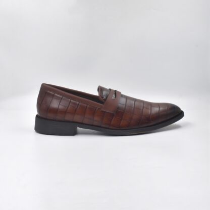 Luxé - Tan Italian Croco Wrinkle Free Penny Slip On 323C - Image 9