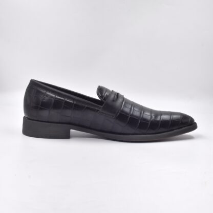 Luxé - Black Italian Croco Wrinkle Free Penny Slip On 323A - Image 6