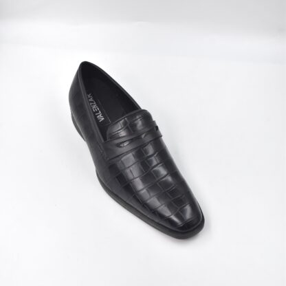 Luxé - Black Italian Croco Wrinkle Free Penny Slip On 323A - Image 5