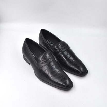 Luxé - Black Italian Croco Wrinkle Free Penny Slip On 323A - Image 4