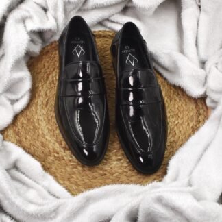 Nòz·ze – Black Belgian Penny Patent Slip On 329A