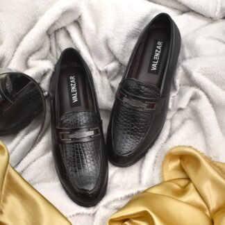 VeloMoccs - Black Crocodile Loafer V009A