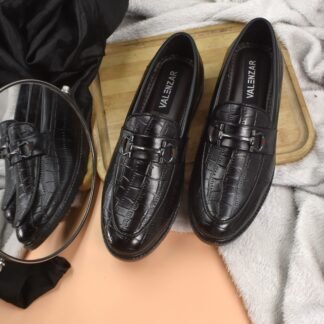 VeloMoccs - Black Croco Wrinkle Free HorseBit Loafer V0013A