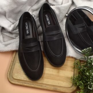 RareLux - Black Vegan Suede Penny Loafer V0015A