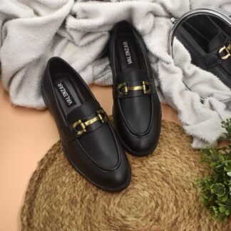 RareLux - Black Wrinkle Free HorseBit Loafer V0018A