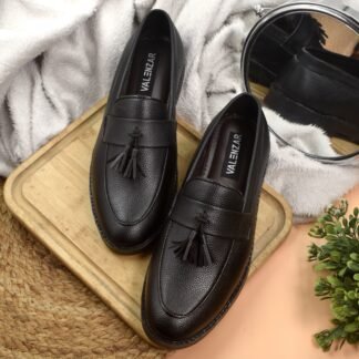 RareLux - Black Wrinkle Free Tassel Loafer V0016A