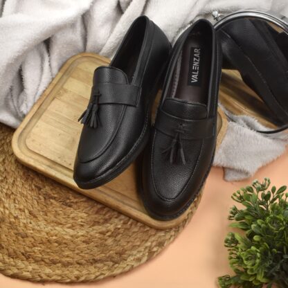 RareLux - Black Wrinkle Free Tassel Loafer V0016A - Image 9