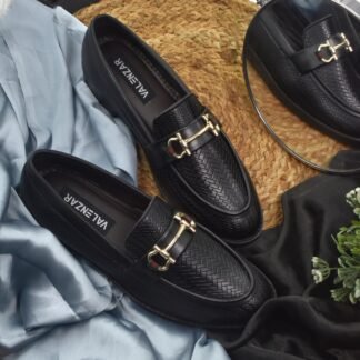 RareLux - Black Wrinkle Free HorseBit Loafer V0020A