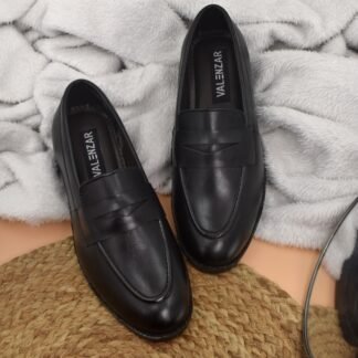 RareLux - Black Handmade Wrinkle Free Penny Loafer V0025A