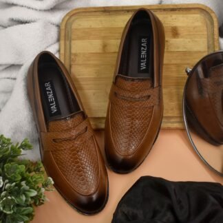 RareLux - Tan Handmade Piscine Wrinkle Free Penny Loafer V0023C
