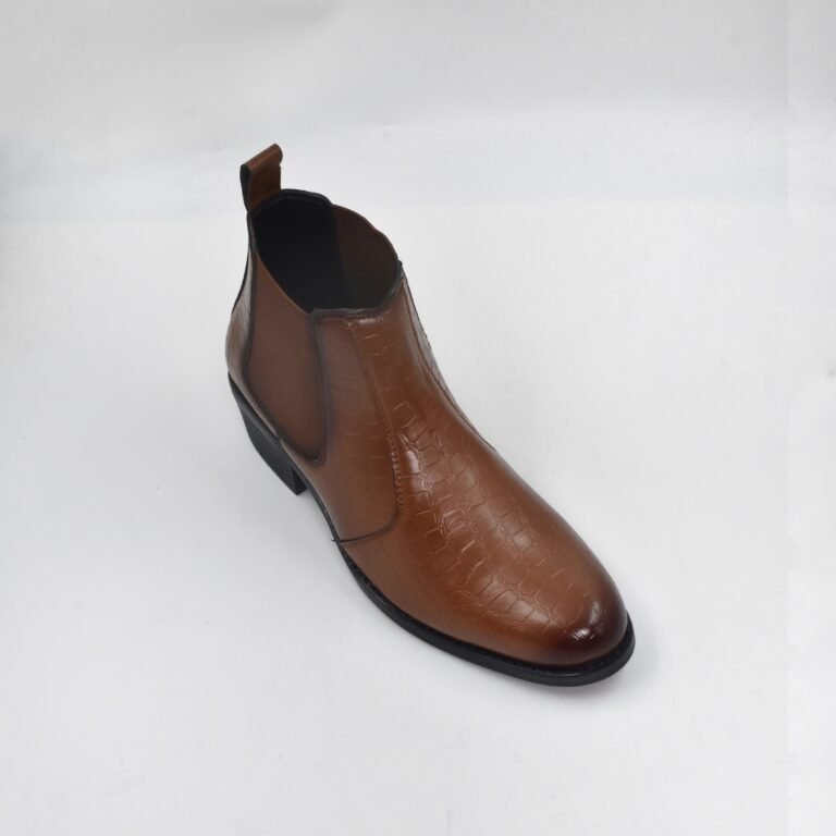 Rarelux Cuban Heel – Tan Handmade Wrinkle Free Croco Chelsea Boots ...