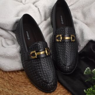 RareLux - Black Handmade Wrinkle Free Textured Horsebit Loafer V0035A